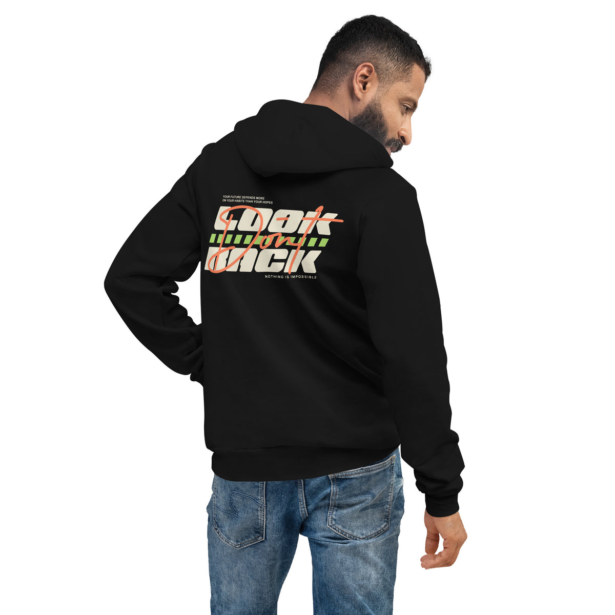 Don't Look Back Bold Typography Pullover Hoodie Casual Wear delivers standout comfort, a relaxed fit, and confident everyday style.