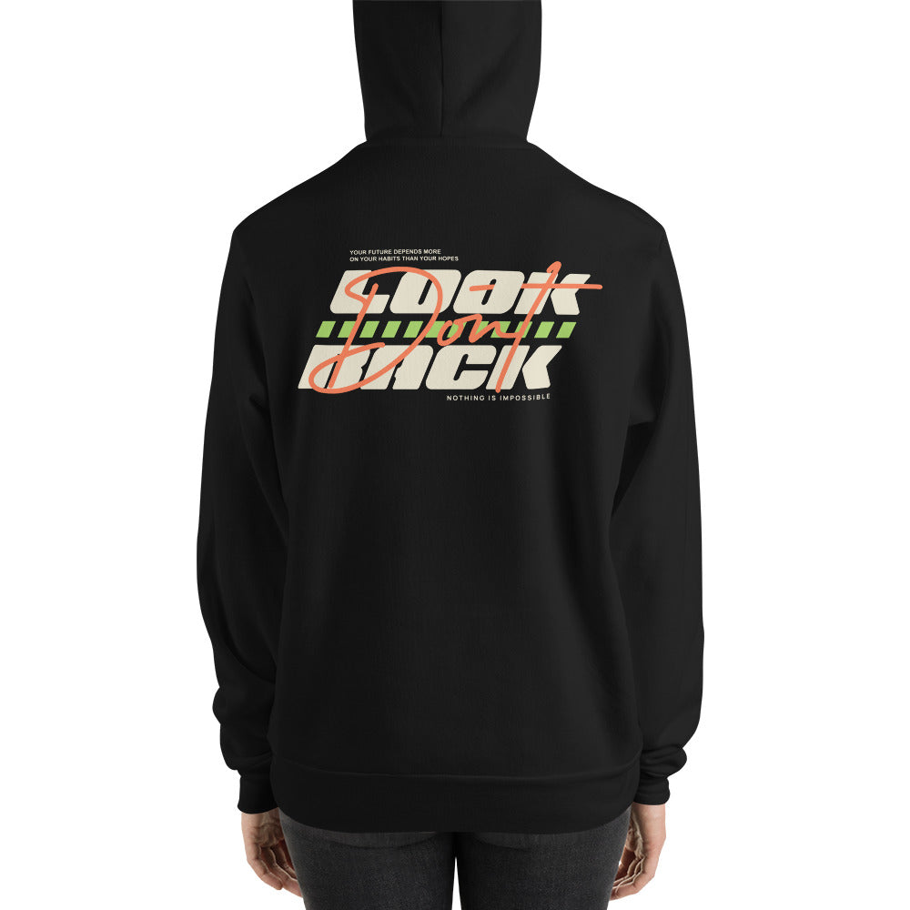 Make a statement in the Don't Look Back Bold Typography Pullover Hoodie Casual Wear, designed for cozy comfort and effortless streetwear appeal.