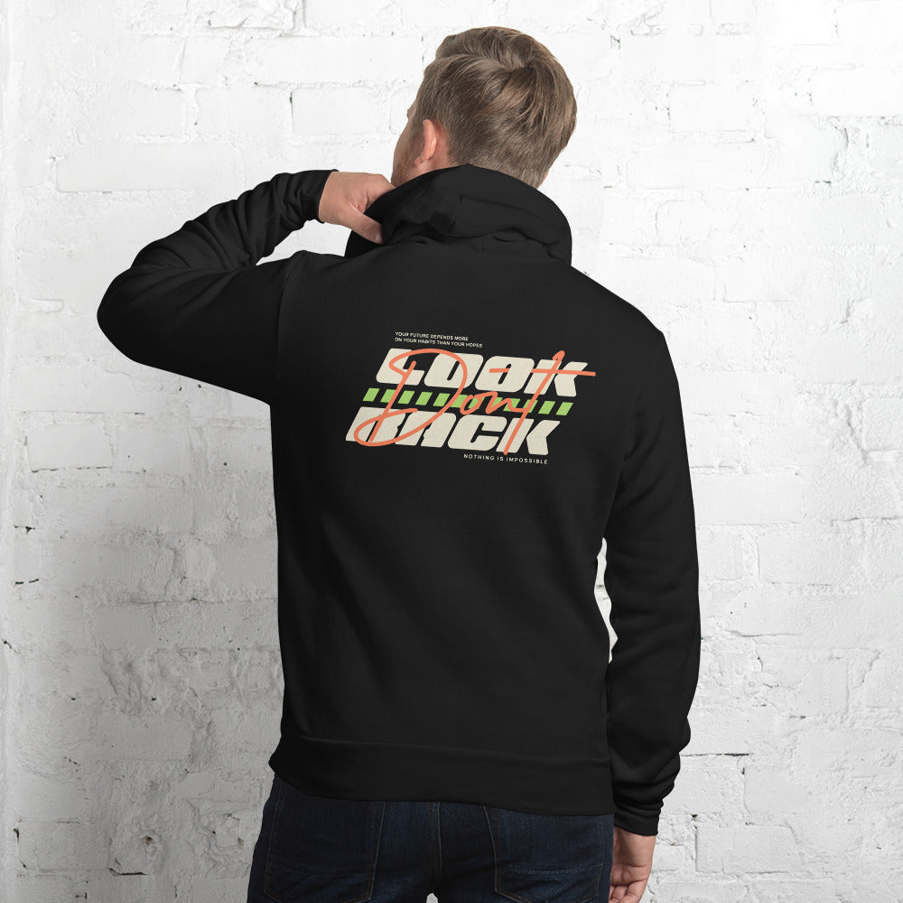 Don't Look Back Bold Typography Pullover Hoodie Casual Wear brings a confident statement to everyday outfits with cozy, easygoing comfort.