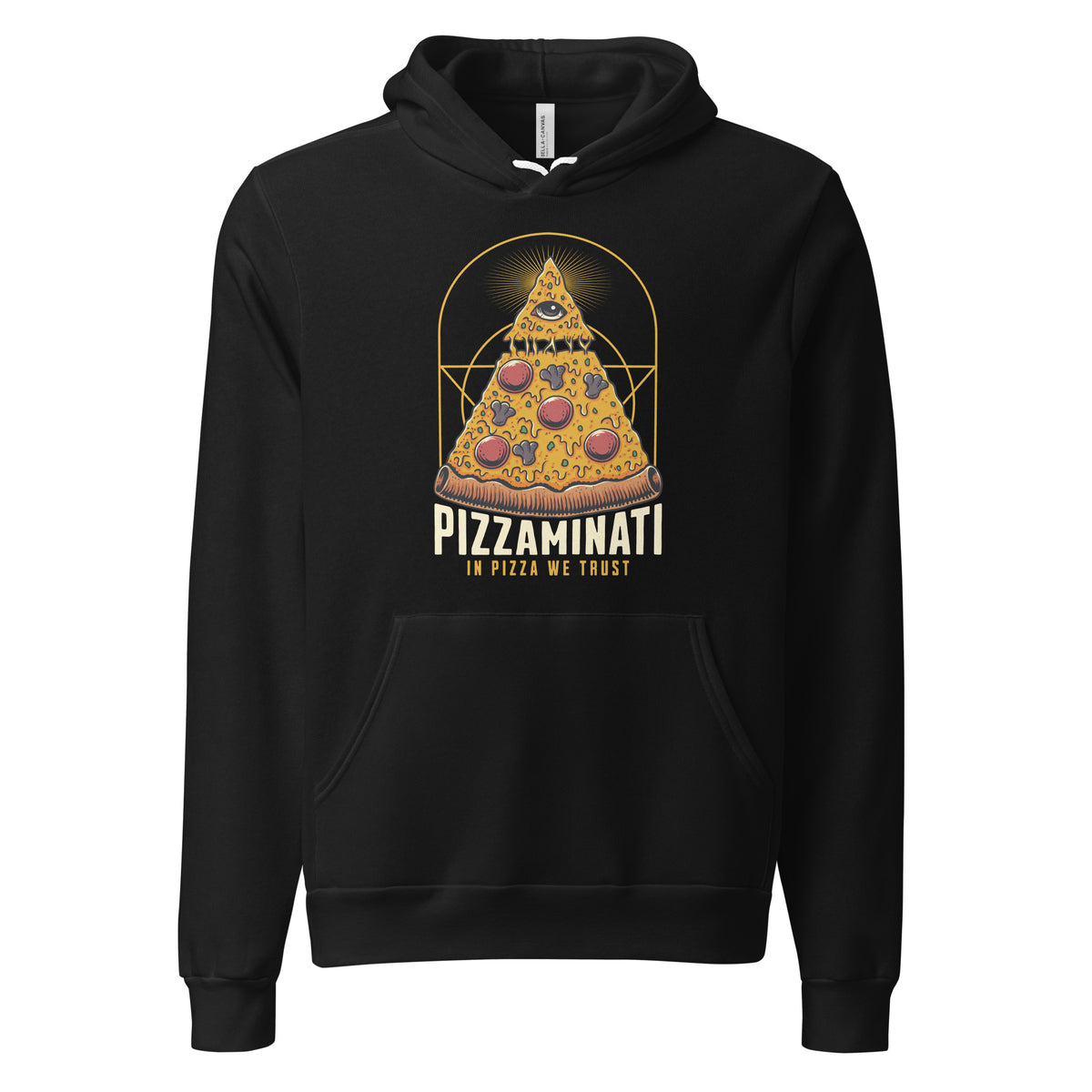 Embrace the delicious mystery of the Pizza Illuminati with our "In Pizza We Trust" graphic hoodie! Crafted for comfort, this stylish piece features a bold design that celebrates your love for pizza and the secret society behind it. Perfect for cozy nights in or casual outings, this hoodie is a must-have for pizza enthusiasts. Wear it with pride and let everyone know where your loyalties lie!