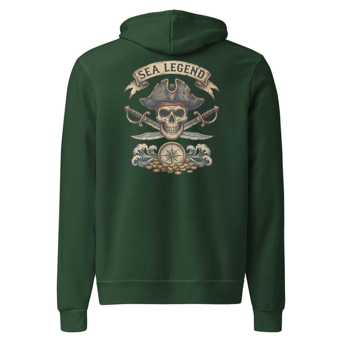 Embrace the spirit of adventure with our Pirate Skull Sea Legend Graphic Pullover Hoodie. Crafted for comfort, it features a striking pirate skull design that captures the essence of the high seas. Perfect for chilly nights or casual outings, this hoodie combines style and warmth. Join the legend and make a statement with every wear!