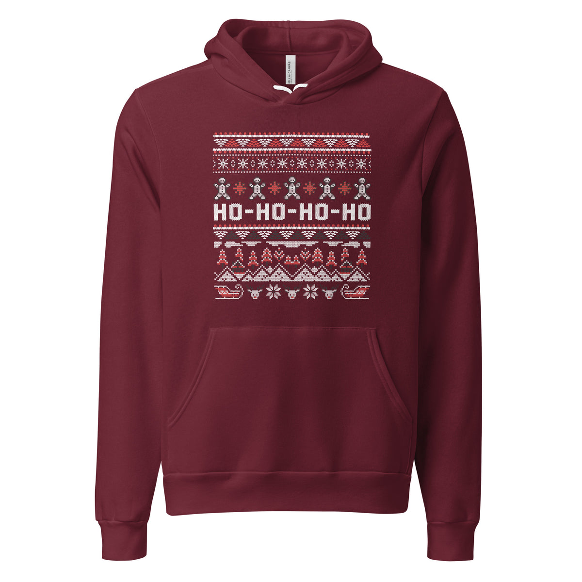 Buy Ho Ho Ho Christmas Ugly Sweater Pattern Hoodie for Sale to enjoy a colorful, comfortable design that makes every holiday gathering memorable.