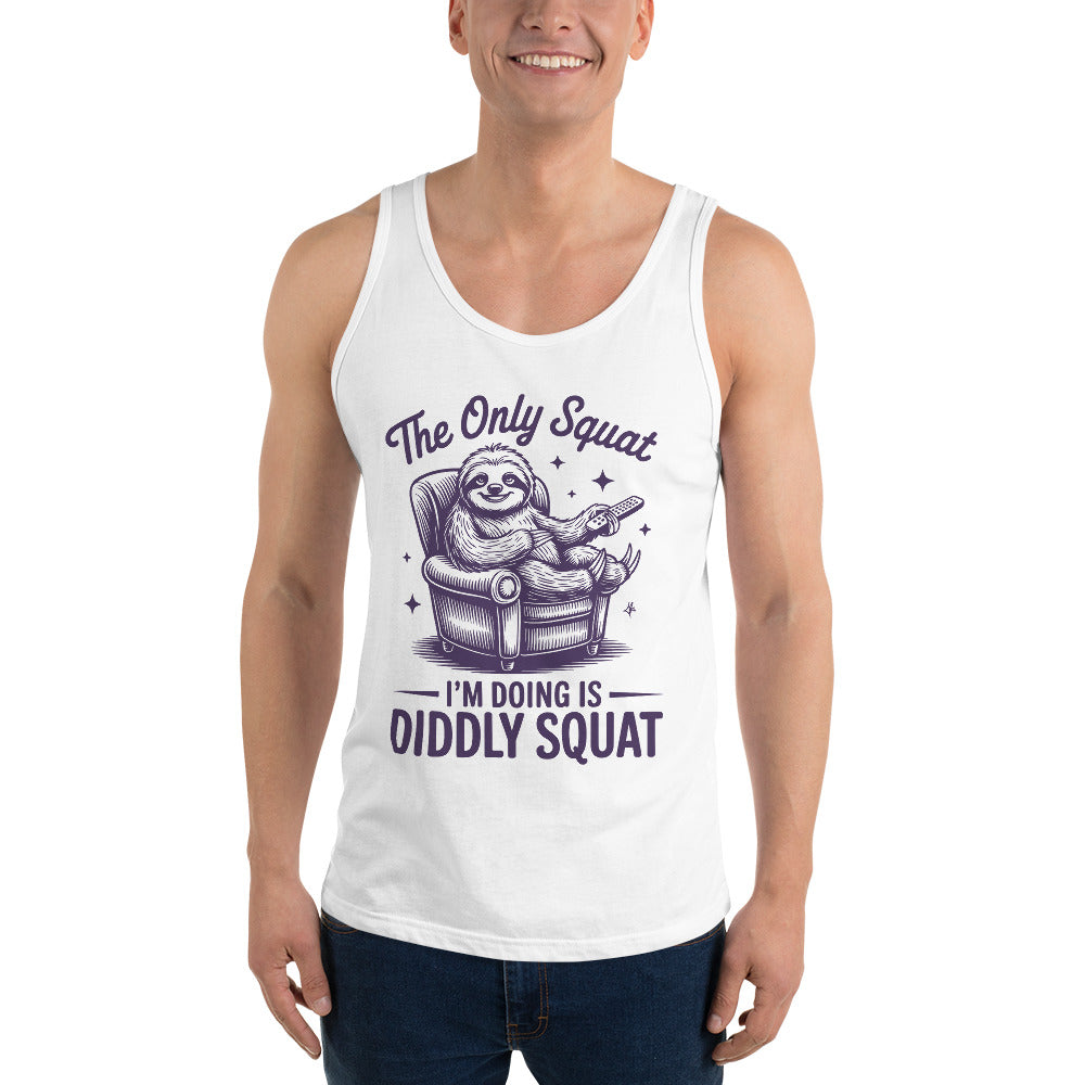 Show off your workout humor with The Only Squat Diddy Squat Funny Gym Tank Top, made for lifters who train hard and laugh louder.