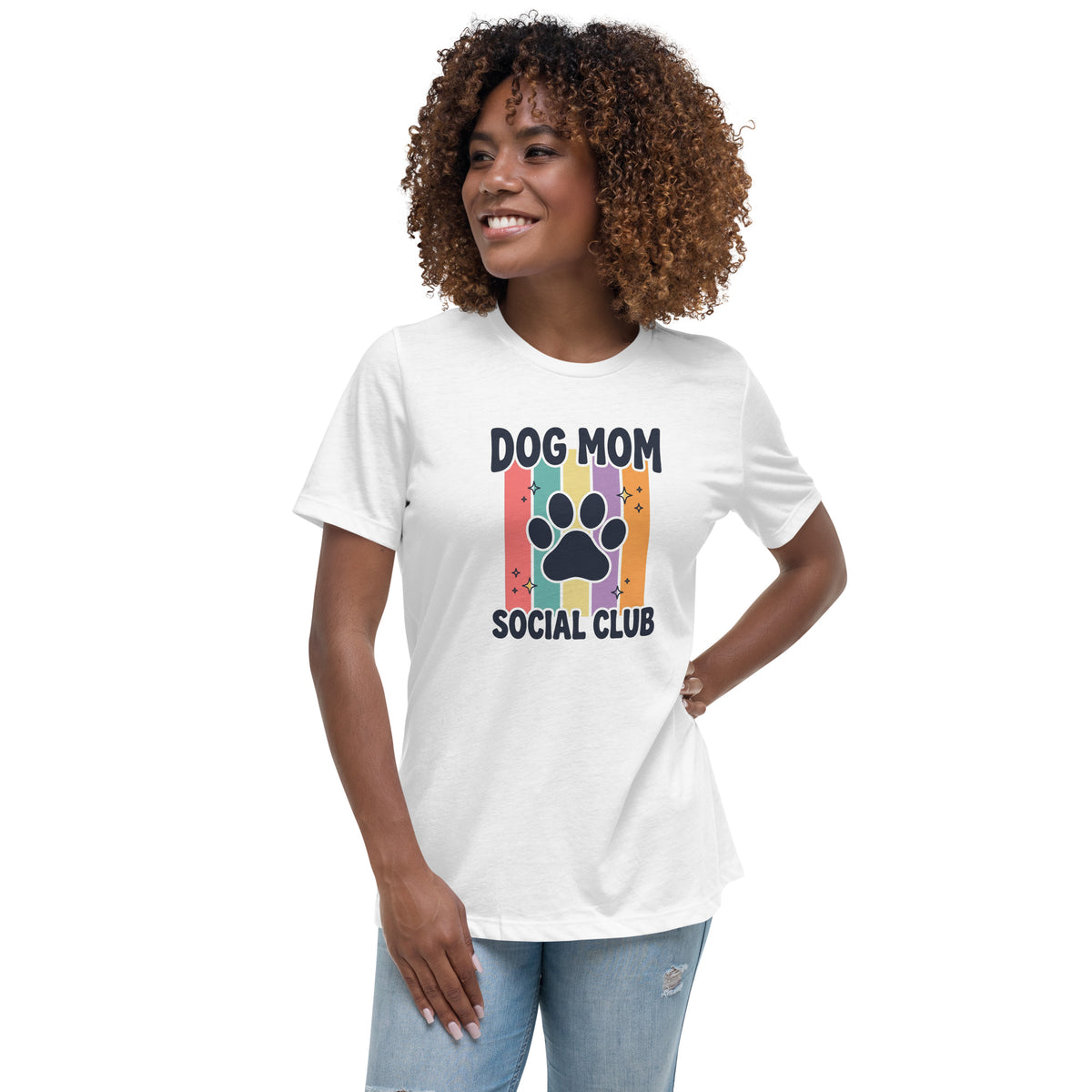 Show off your canine crew in the Dog Mom Social Club Women's Boxy Tee, featuring a comfy boxy fit and everyday dog-mom charm.